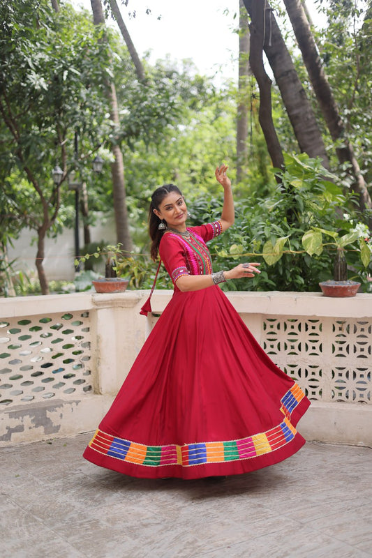 Thread Work Mirror Embellished Gown