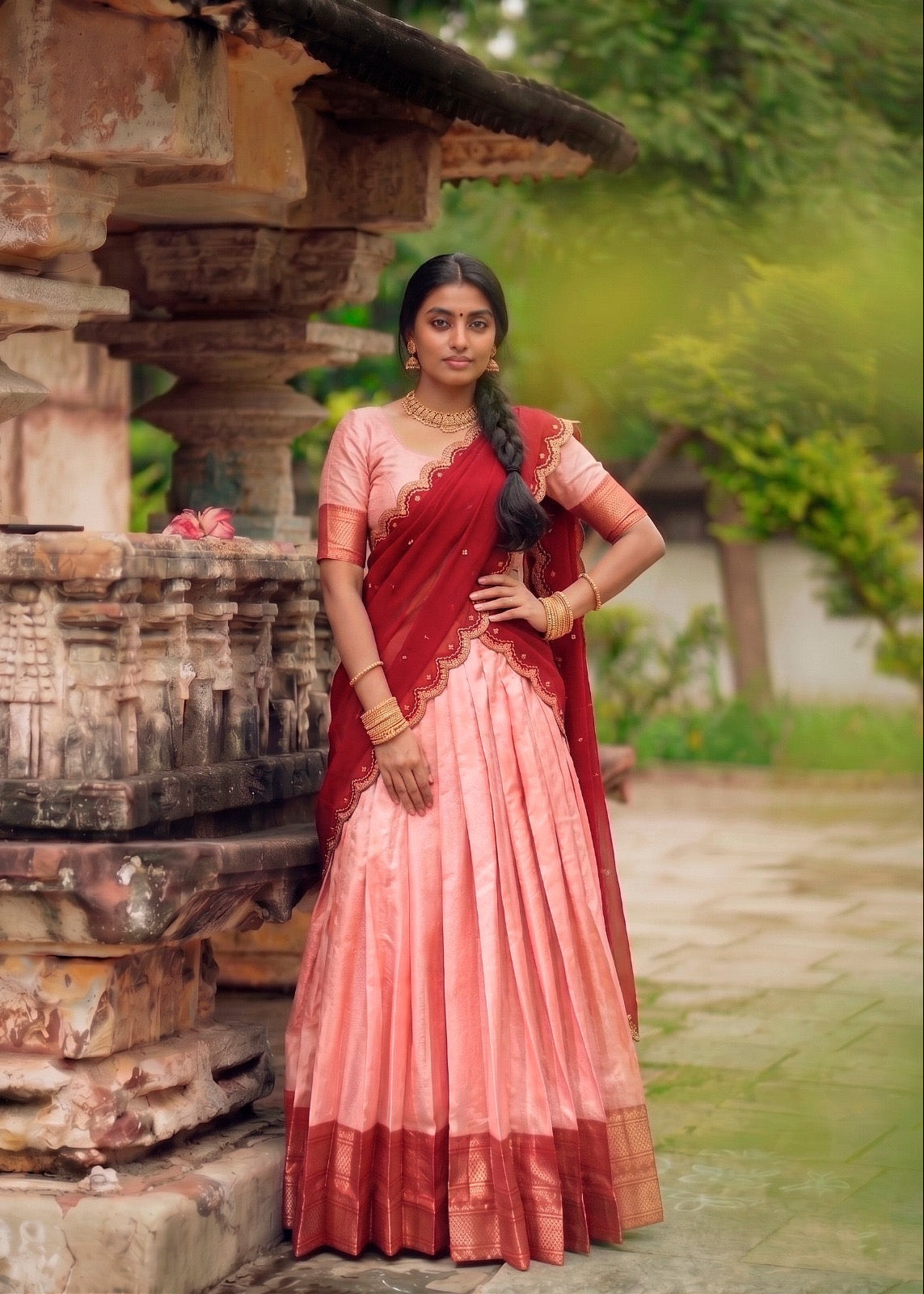 Classic Zari Weave Half Saree Set