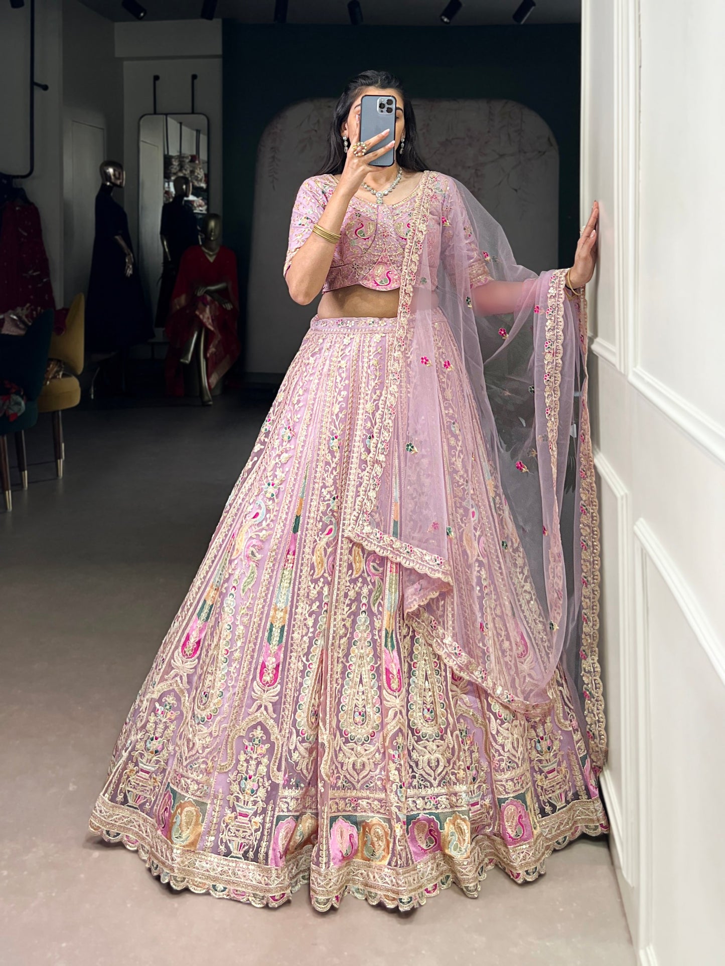 Luminous Intricate Embroidered Lehenga Look