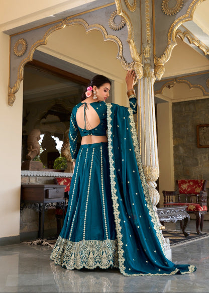 Firozi Elegance Sequined Lehenga Set