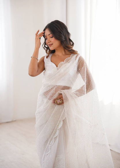 Starlight Soft Net Saree with Sequin Embroidery