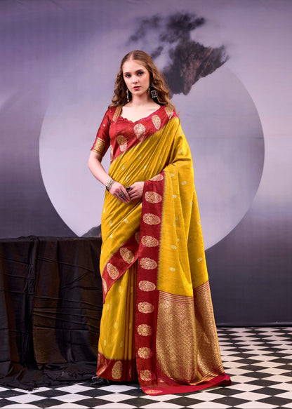 Golden Glow Zari Weave Saree