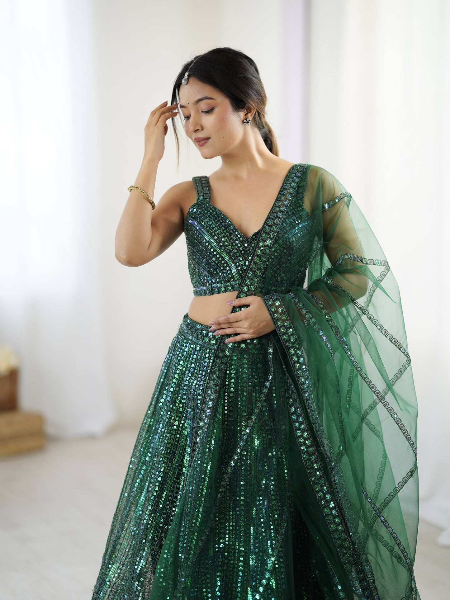 Emerald Sparkle Work Lehenga