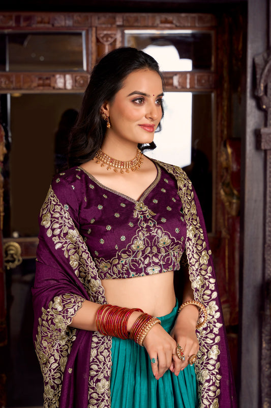 Traditional Zari Embellished Silk Lehenga