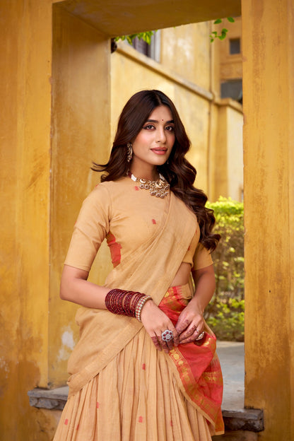 Pure Chanderi Half Saree Set