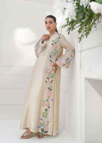 Ivory Bloom Embroidered Kaftan Set