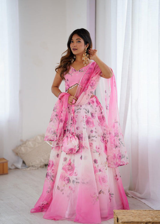 Blossom Organza Print Lehenga