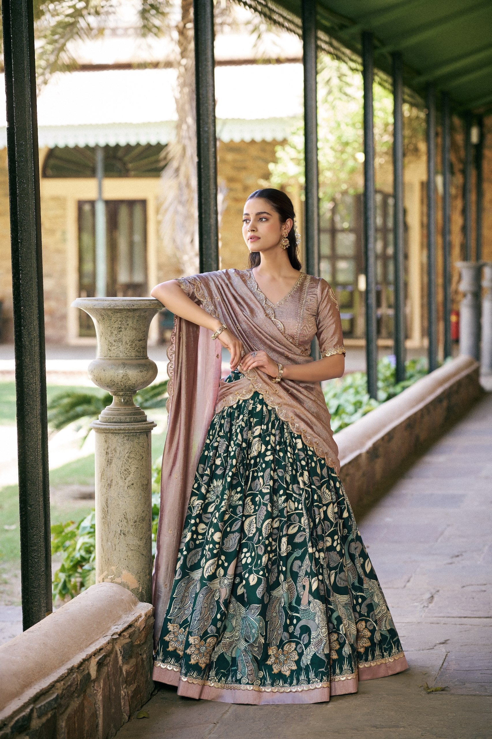 Premium Tussar Silk Kalamkari Lehenga