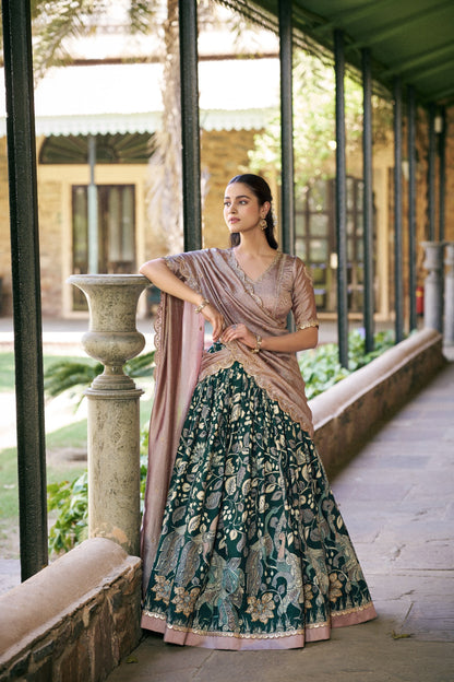 Premium Tussar Silk Kalamkari Lehenga