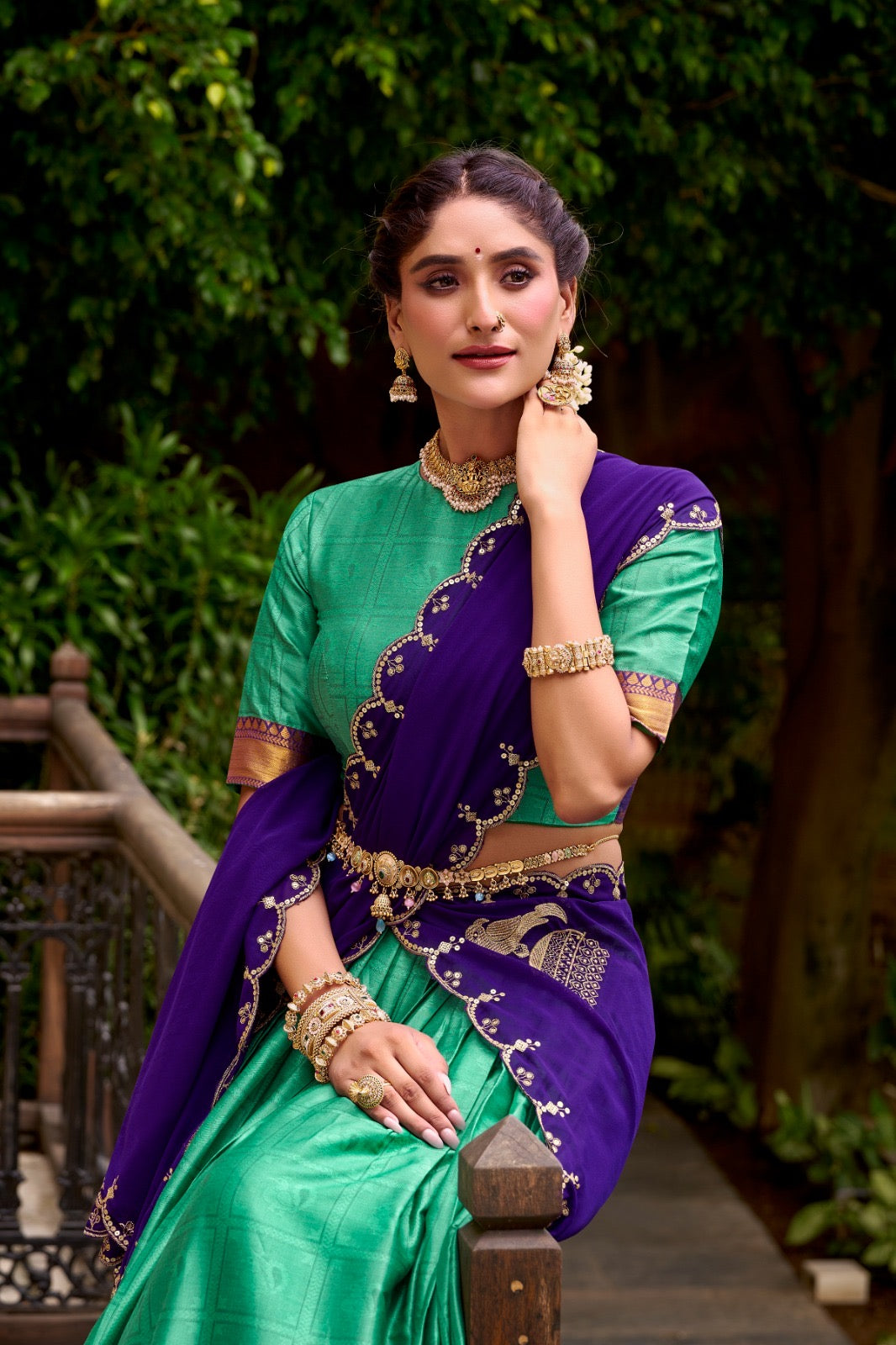 Golden Zari Glam Half Saree Set