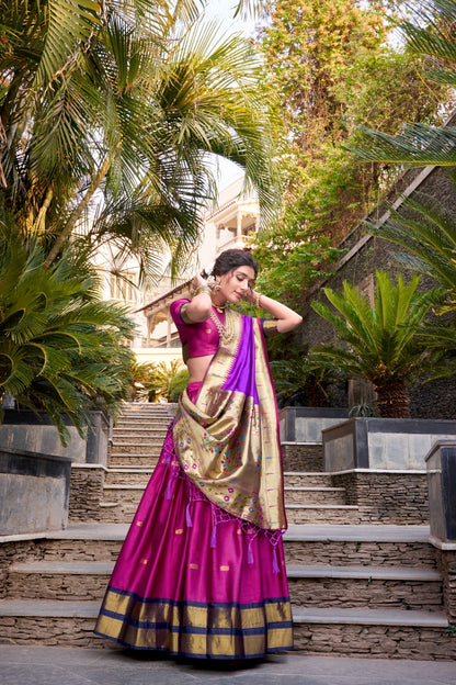 Paithani Jacquard Silk Zari Lehenga