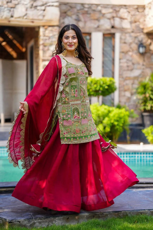 Gulbahaar Printed Kurti with Sharara Set
