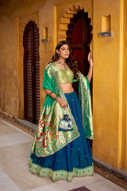 Intricate Zari Weaving Paithani Lehenga Set