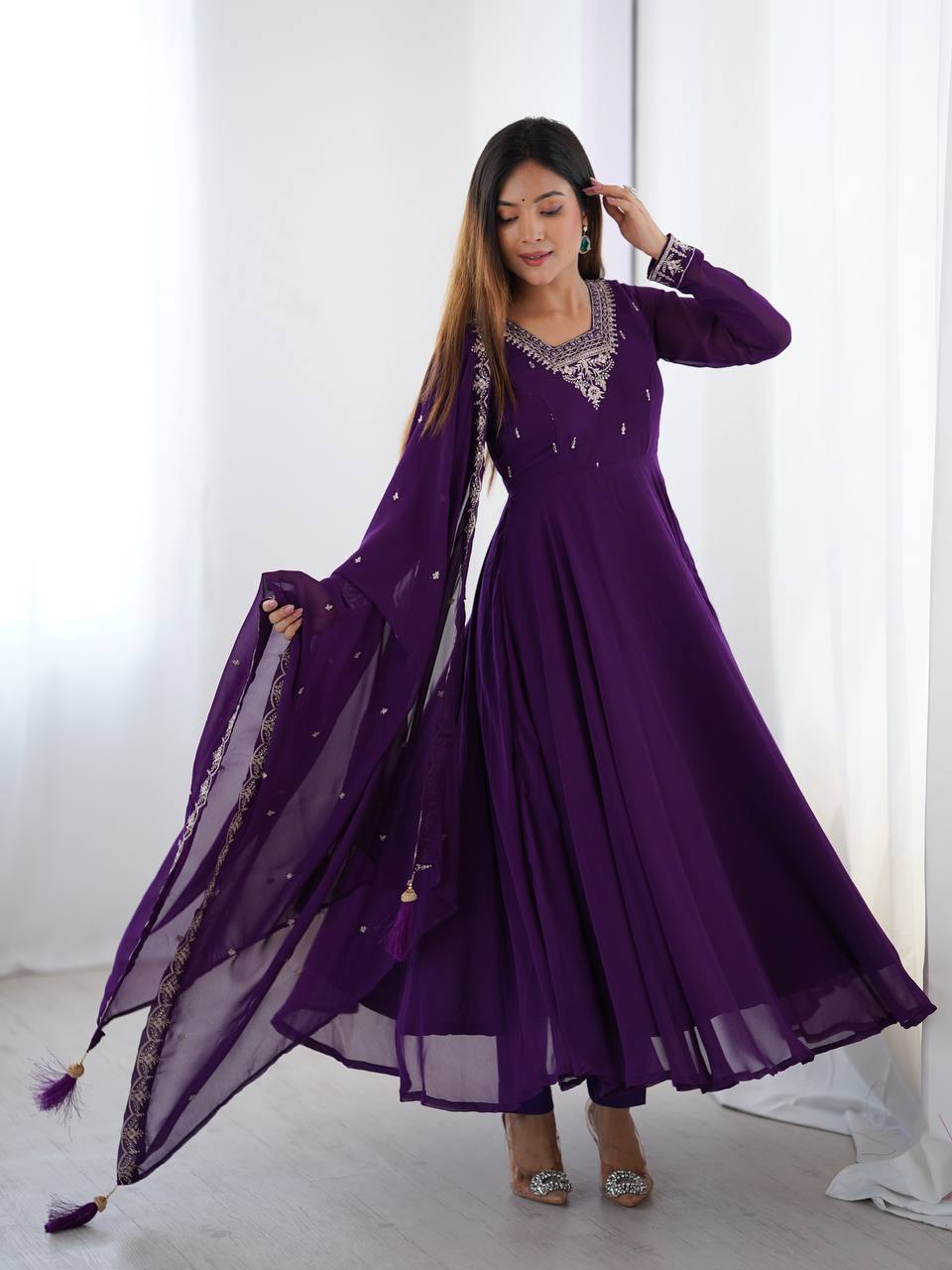 Majestic Bloom Embroidered Anarkali