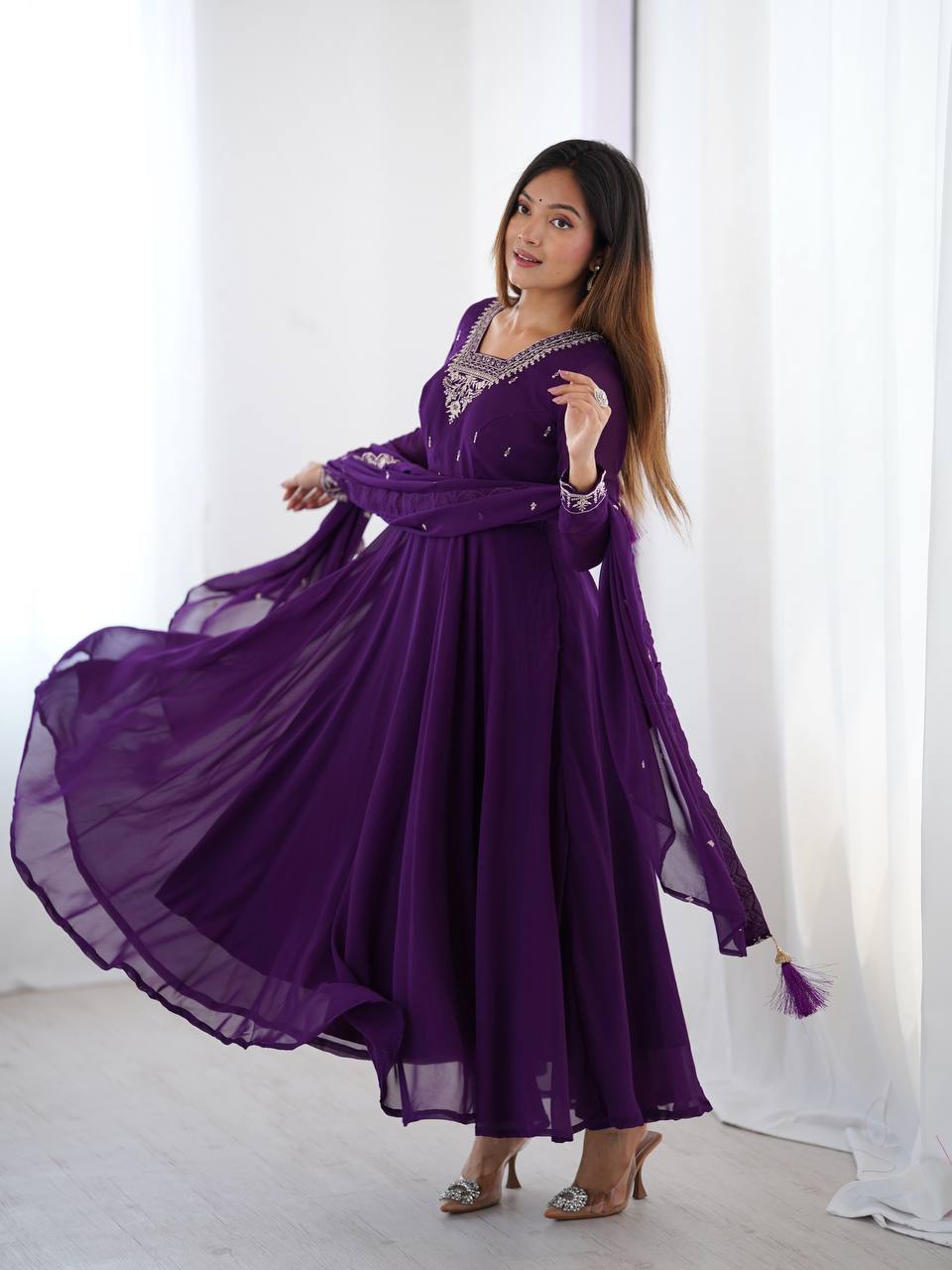 Majestic Bloom Embroidered Anarkali