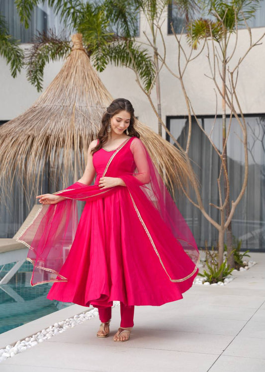 Hot Radiant Romansilk Anarkali