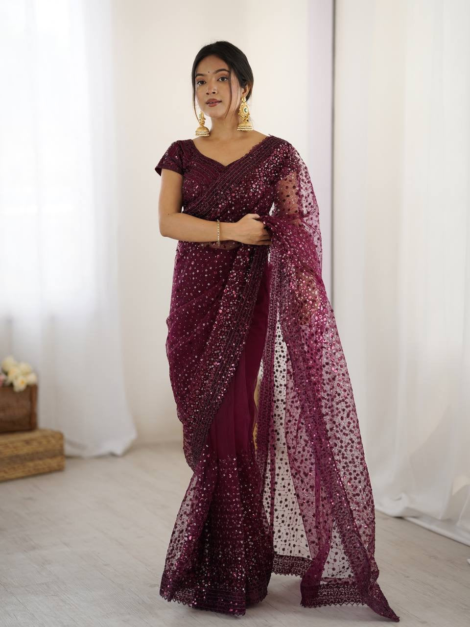 Glitter & Glamour Net Saree