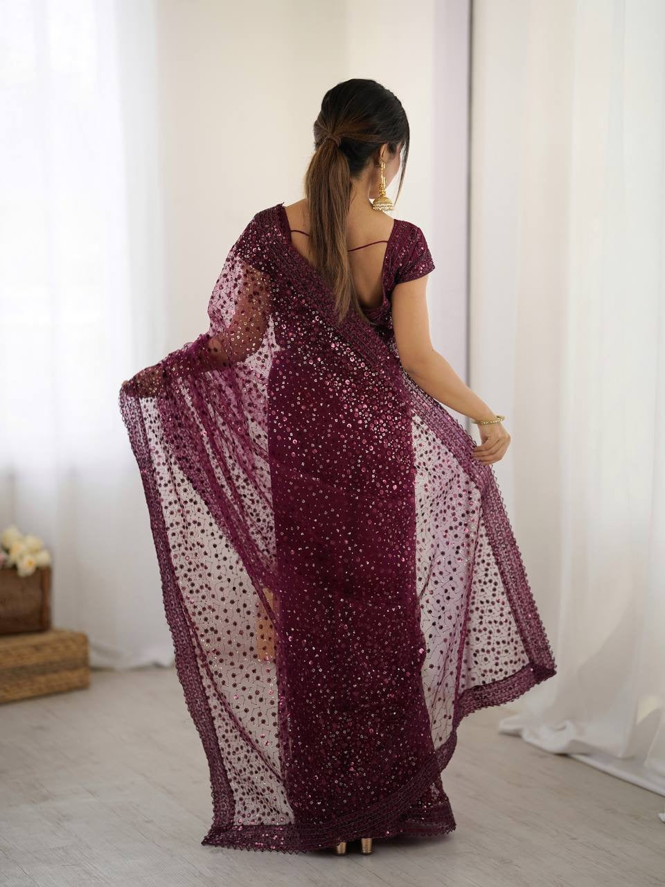 Glitter & Glamour Net Saree
