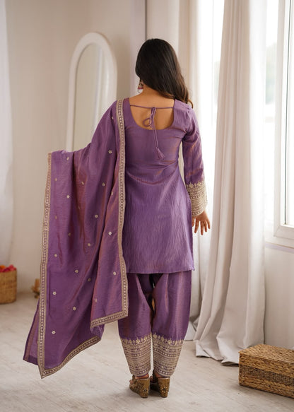 Farshi Salwar Suit Set with Zari Embroidery