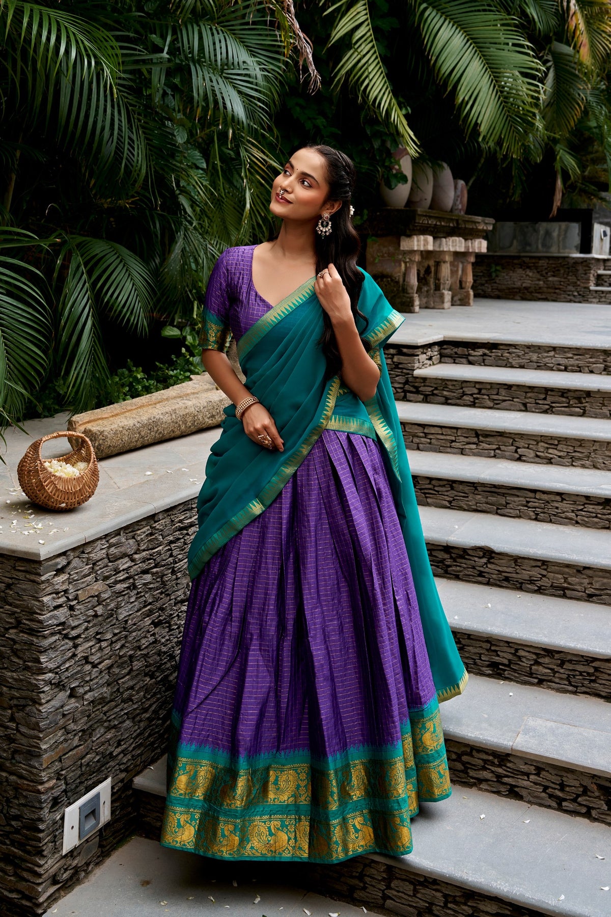 Cotton Checks Lehenga with Zari Weave Work