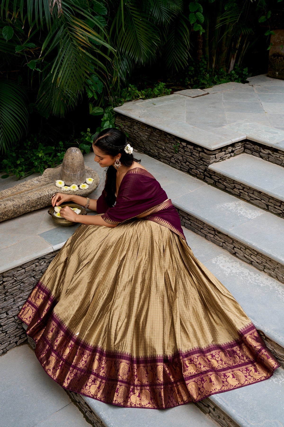 Cotton Checks Lehenga with Zari Weave Work