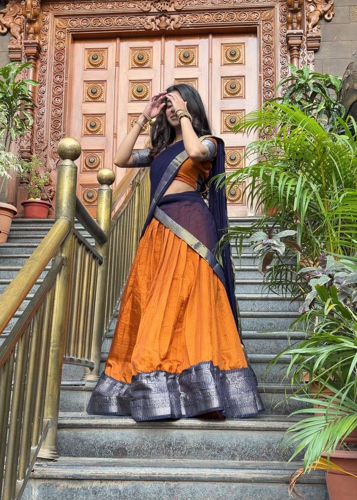 Dola Silk Checks Lehenga with Zari Weave