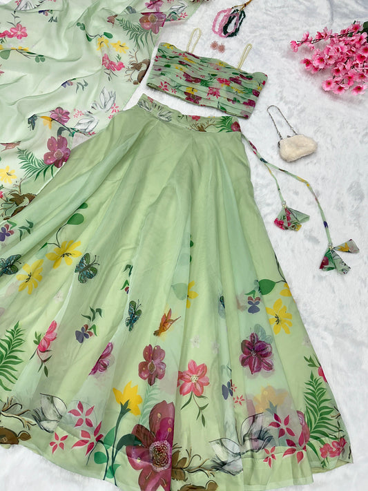 Mint Green floral Lehenga