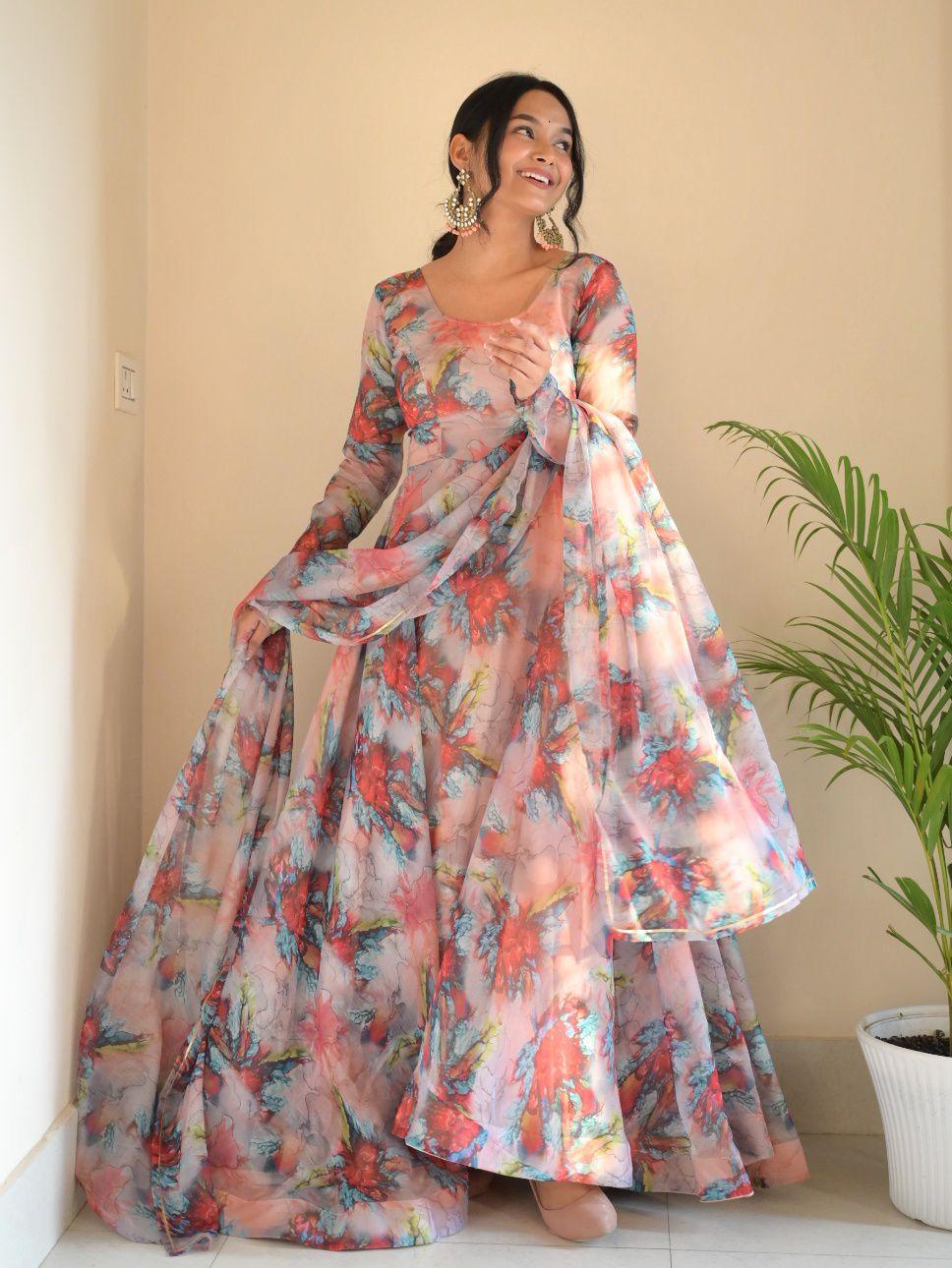 Taby silk Organza Printed Gown - Gracious You