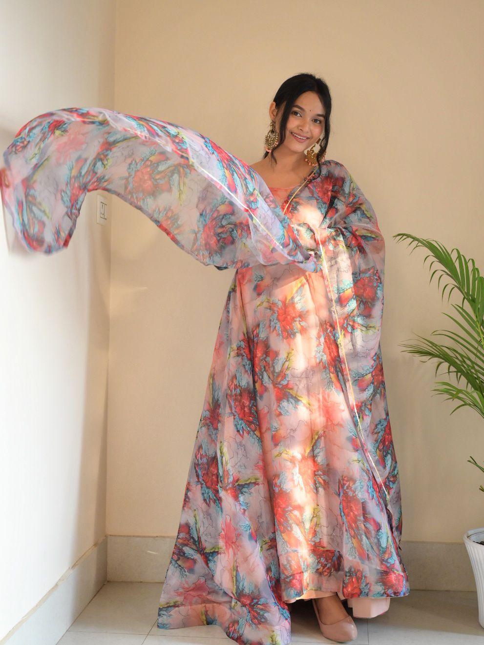 Taby silk Organza Printed Gown - Gracious You