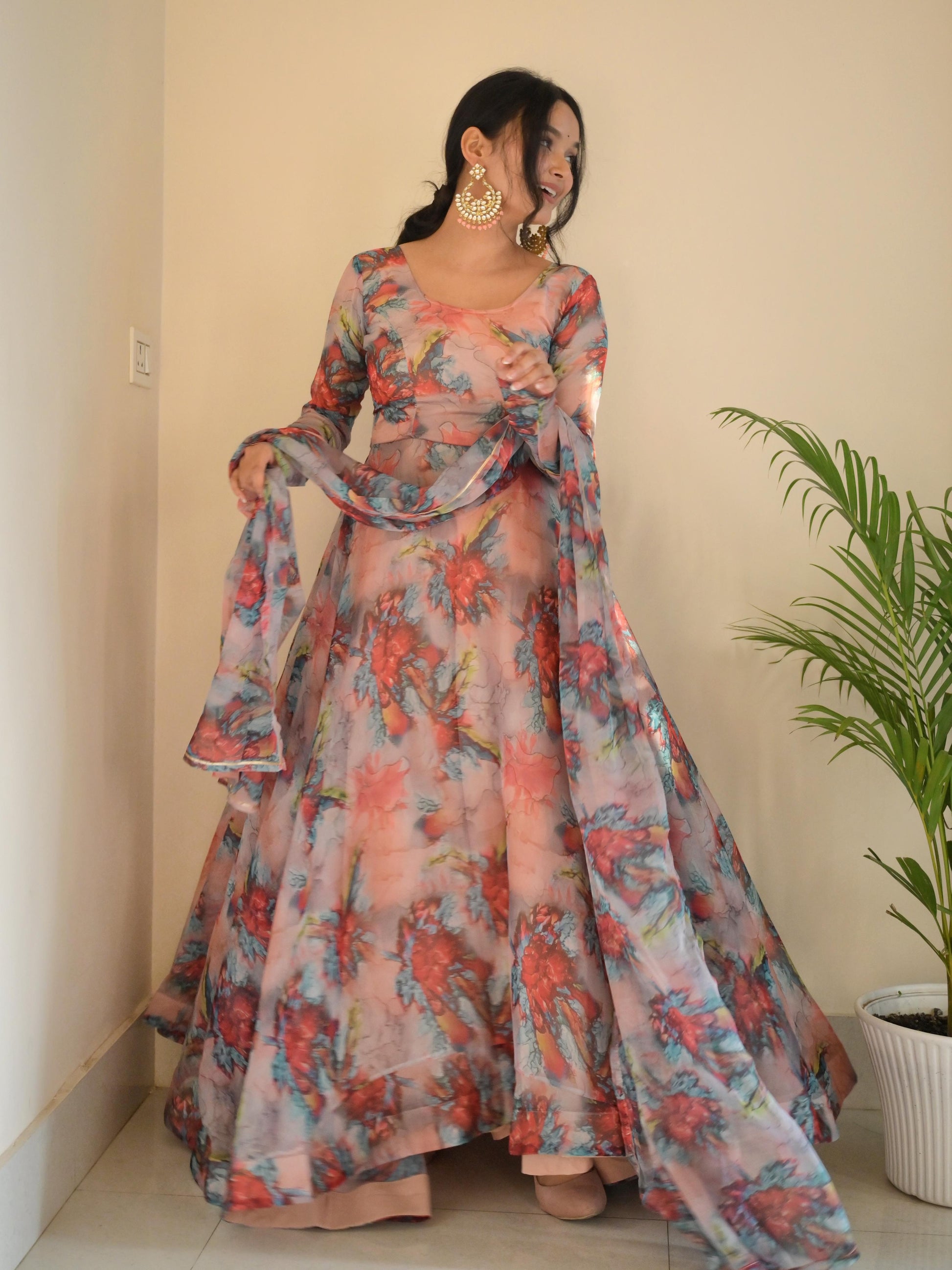 Taby silk Organza Printed Gown - Gracious You