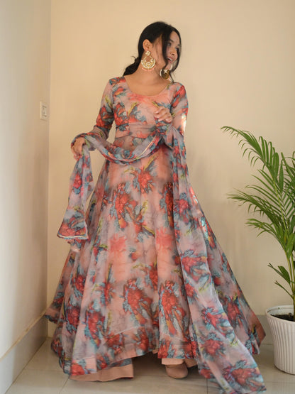 Taby silk Organza Printed Gown - Gracious You