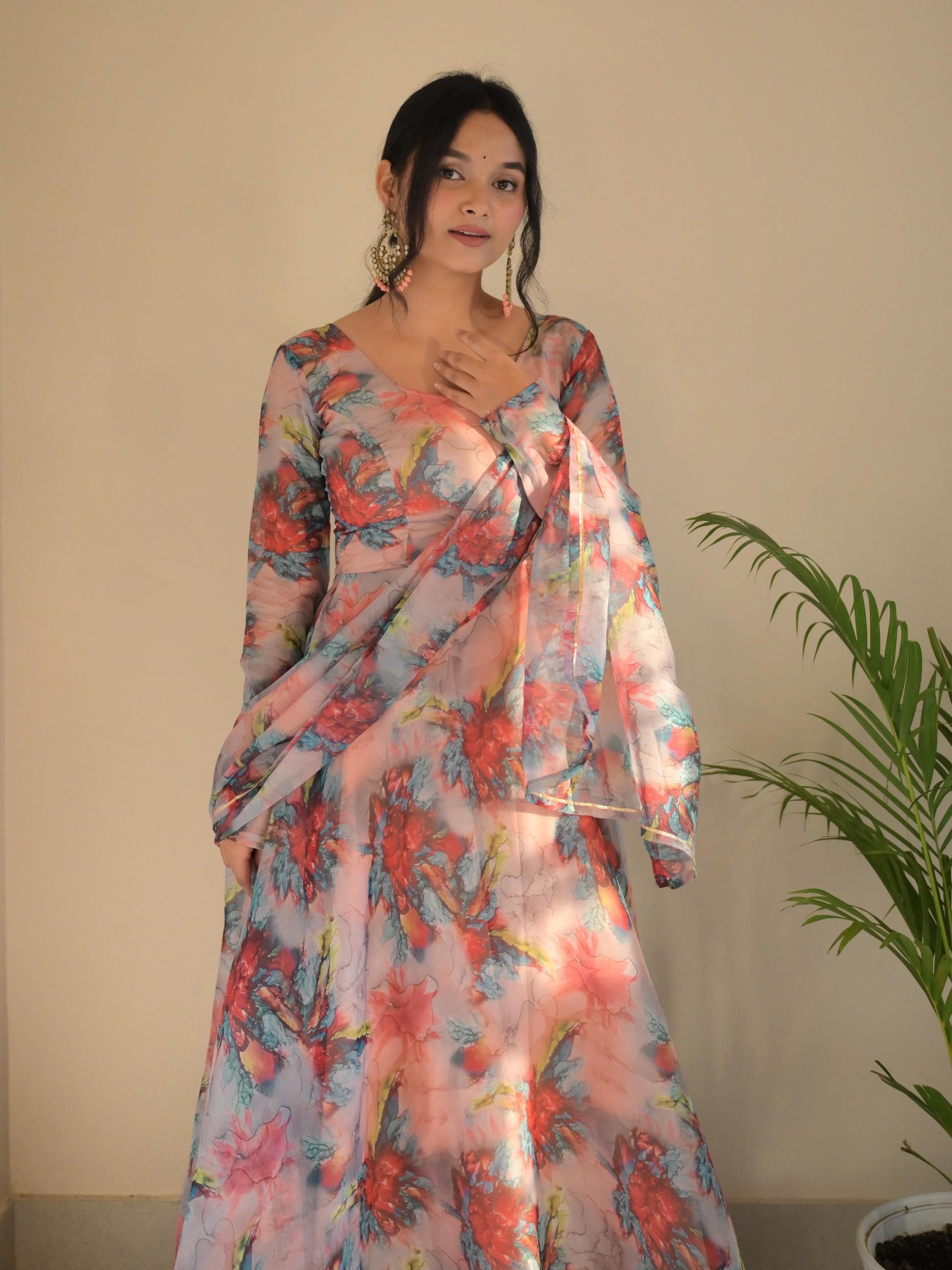 Taby silk Organza Printed Gown - Gracious You