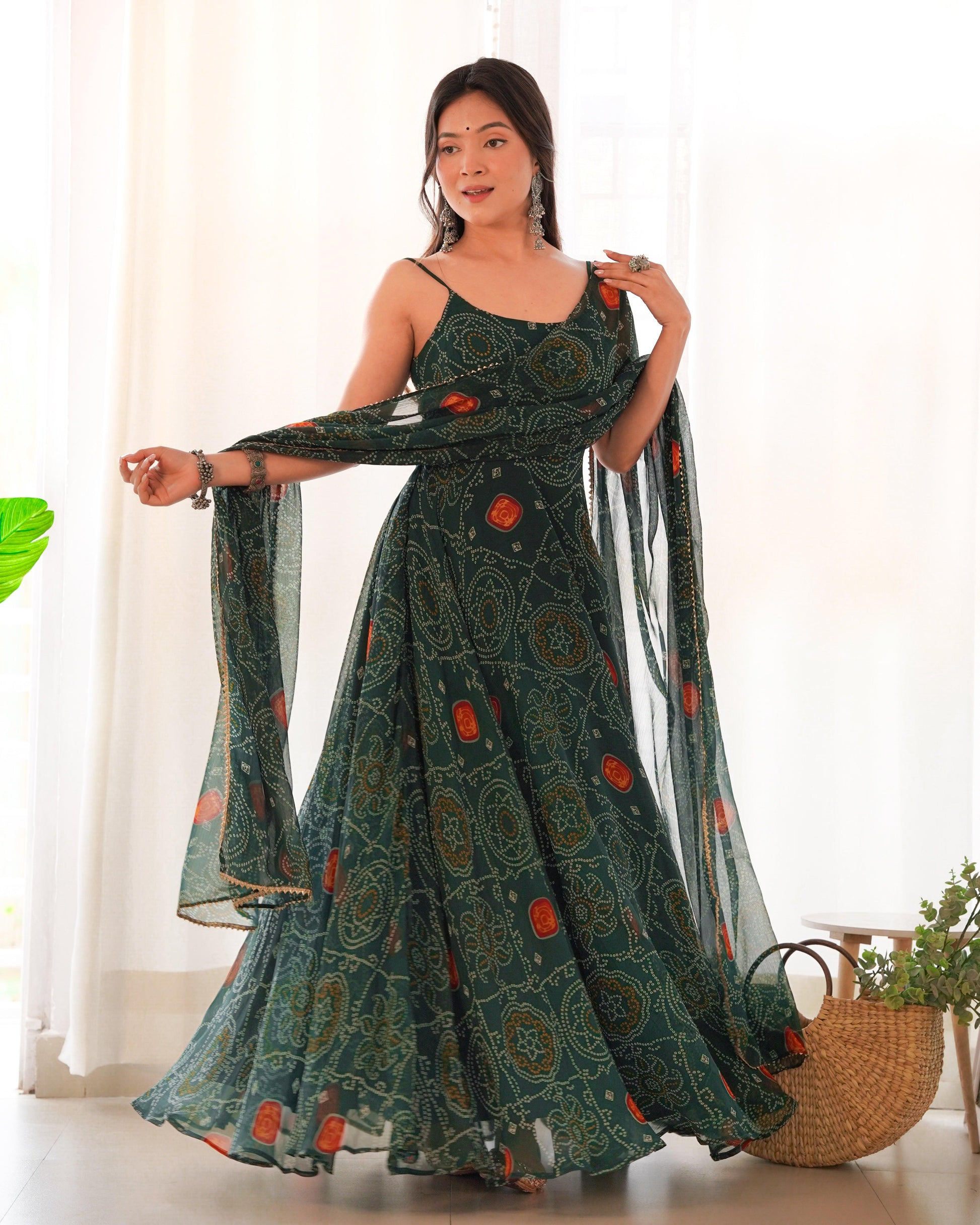 Chiffon Bandhani Dress Models Stylish Harini Bandhani Long Dress Gillori Chiffon Bandhani Dress Models Stylish Harini Bandhani Long Dress Gillori