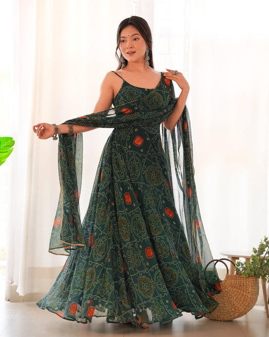 Bandhani Print Chiffon Anarkali Suit - Gracious You