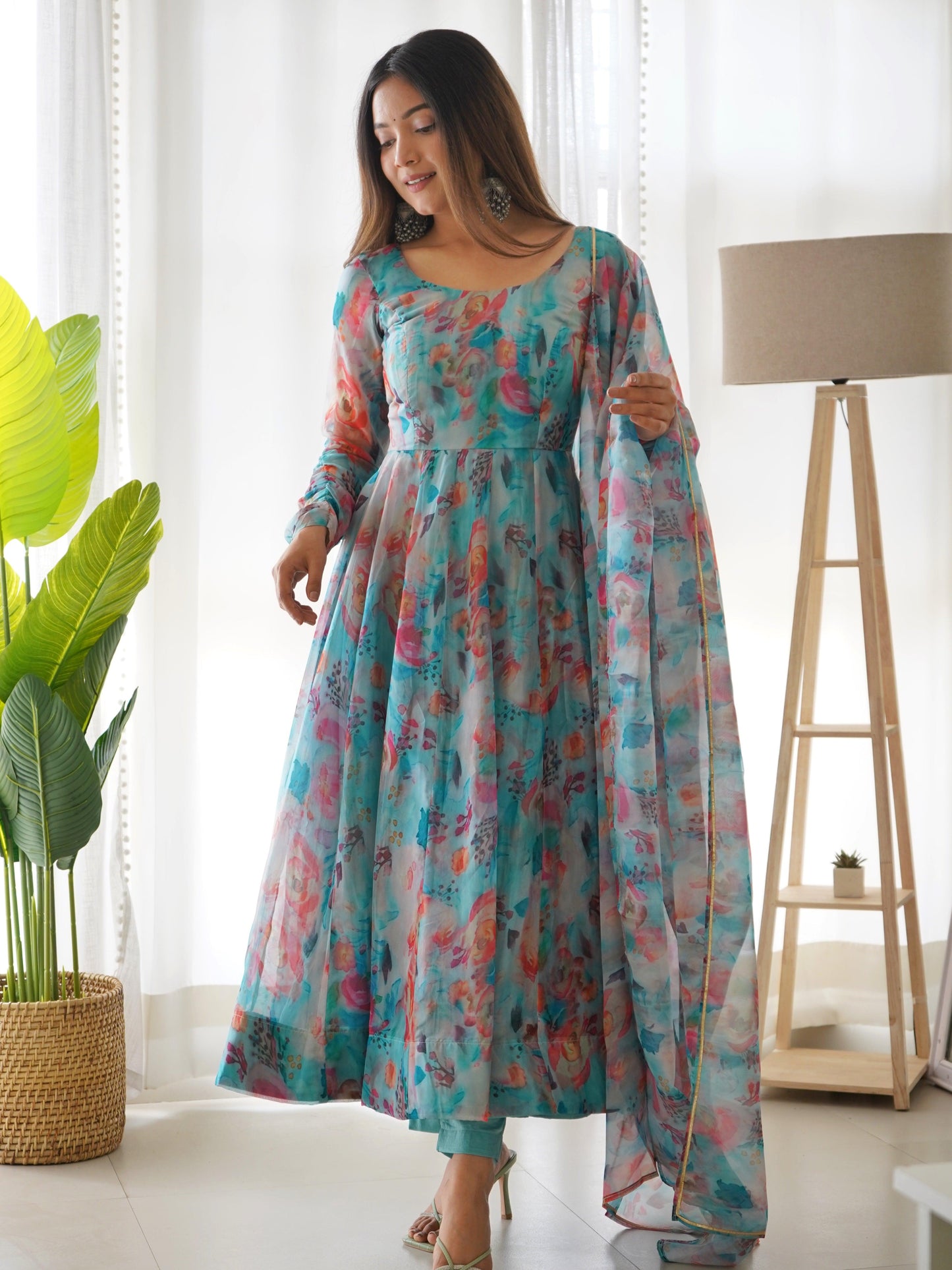 Summer Tabby Silk Organza Anarkali Set - Gracious You