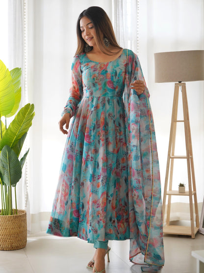Summer Tabby Silk Organza Anarkali Set - Gracious You