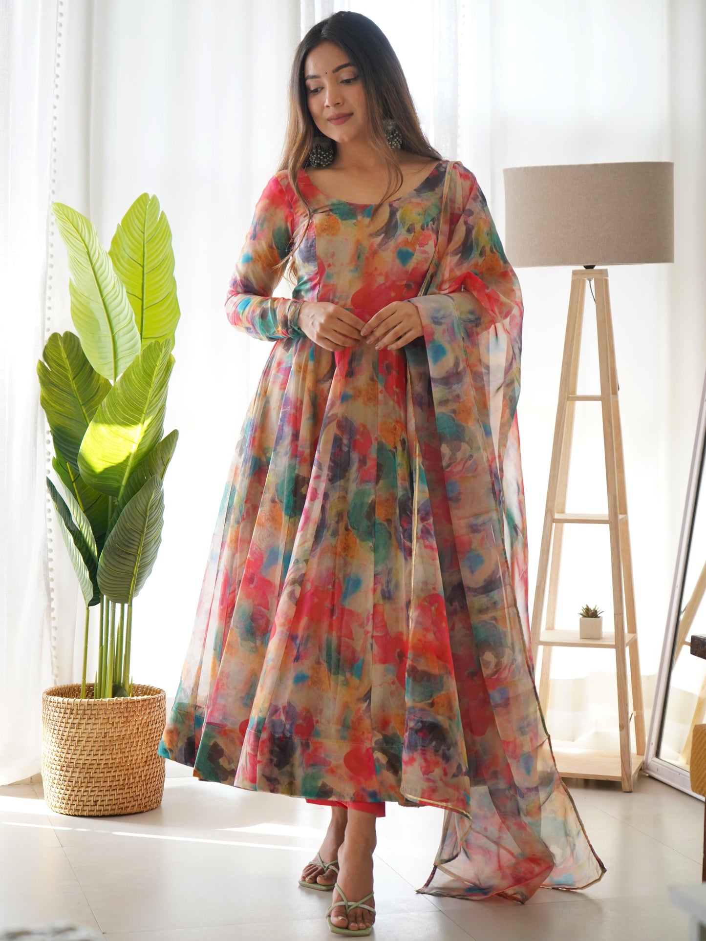Summer Tabby Silk Organza Anarkali Set - Gracious You
