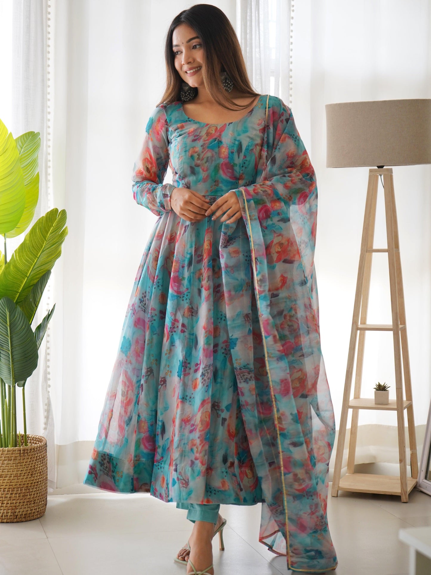 Summer Tabby Silk Organza Anarkali Set - Gracious You