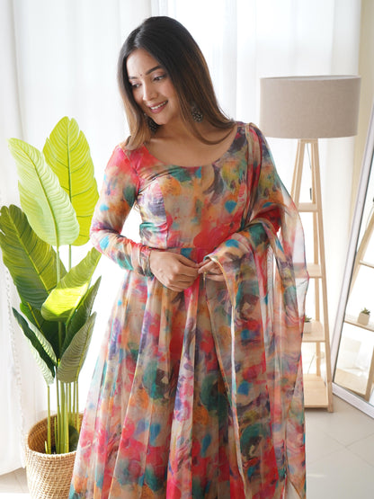 Summer Tabby Silk Organza Anarkali Set - Gracious You
