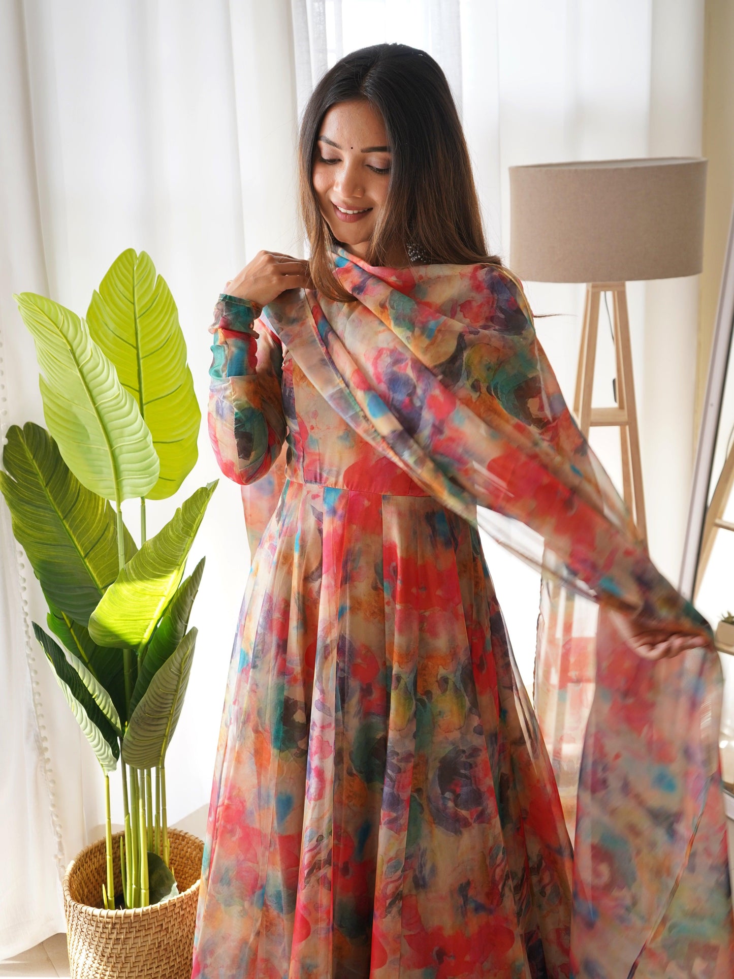 Summer Tabby Silk Organza Anarkali Set - Gracious You