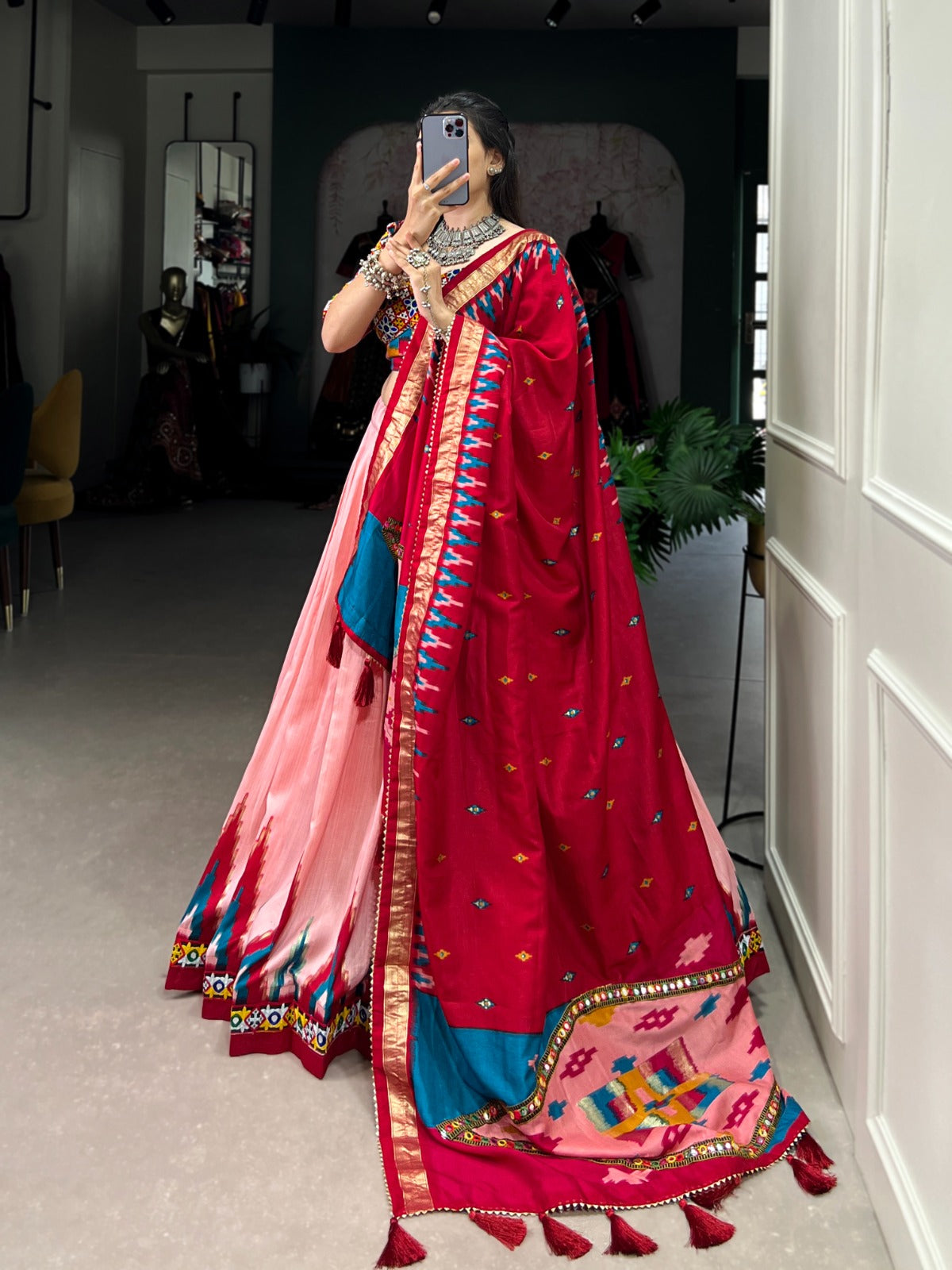 Peach Colour Navratri Chaniya Choli