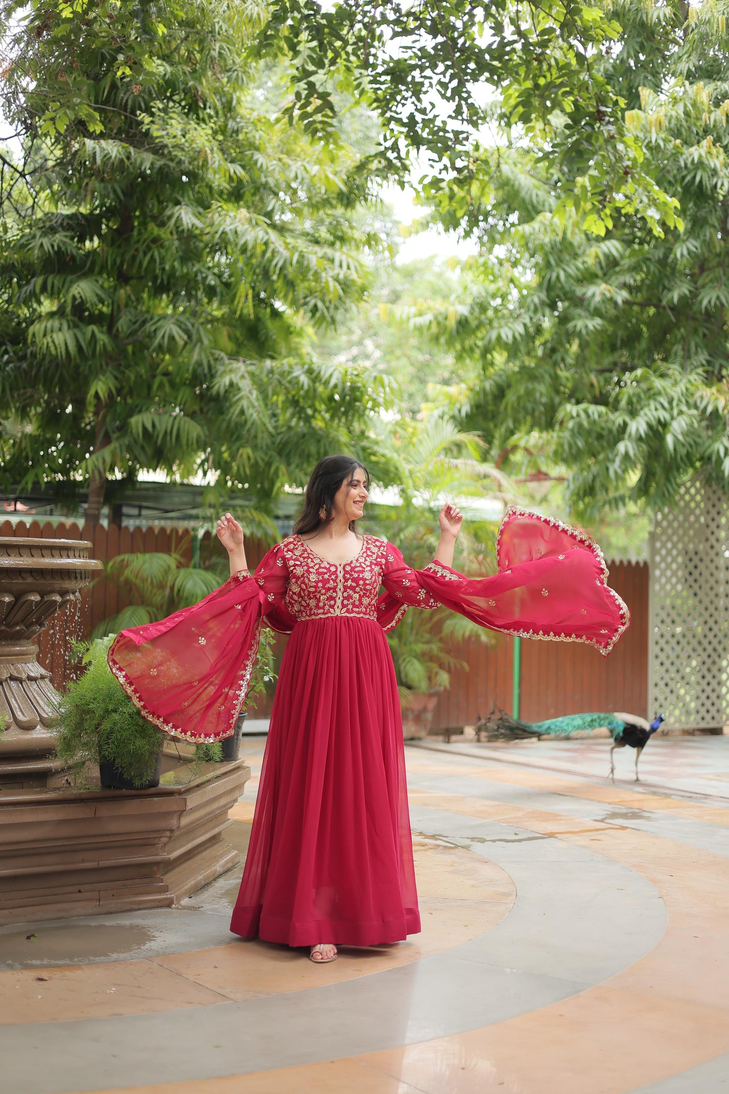 Beautiful Sequins Work Gown With Dupatta