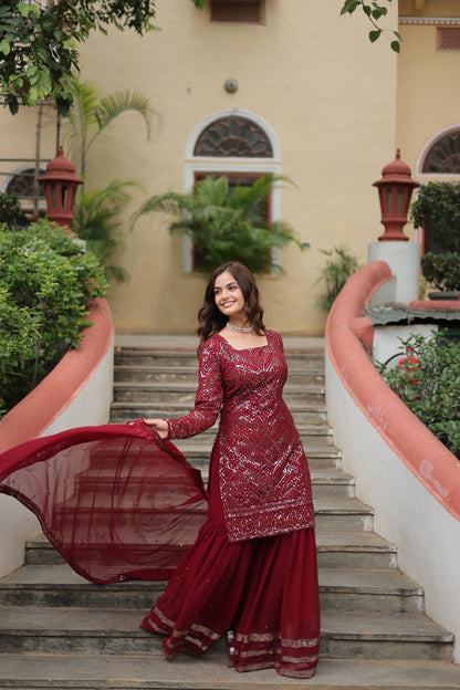 Festive Flare Sharara Suit With Dupatta