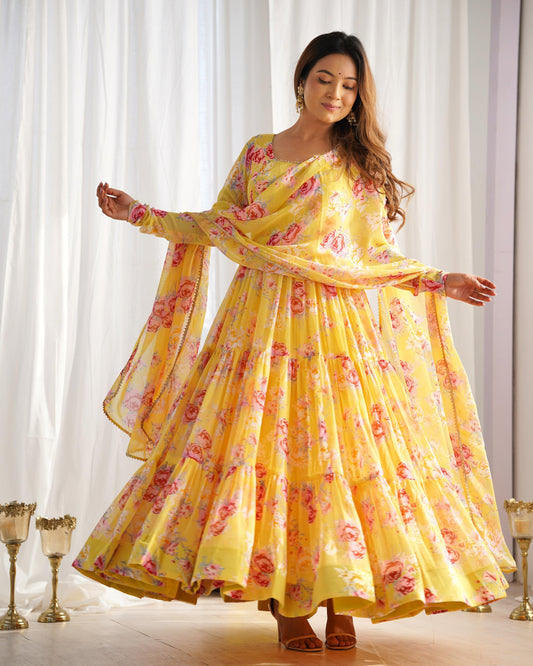 Soft Floral Whispers Anarkali Set