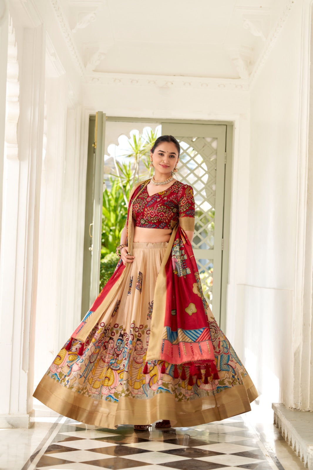 Kalamkari Print Lehenga Set