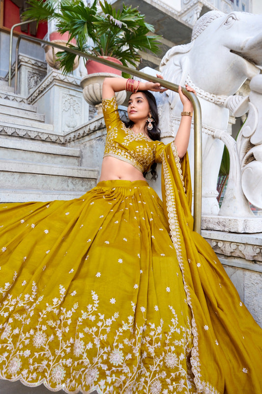 Golden Glow Mustard Wedding Lehenga