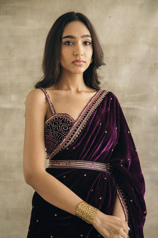 Velvet Charm Saree with Royal Touch
