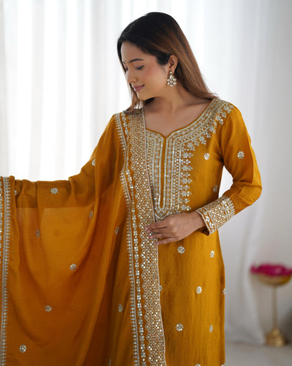 Golden Hour Chinnon Silk Sharara Set