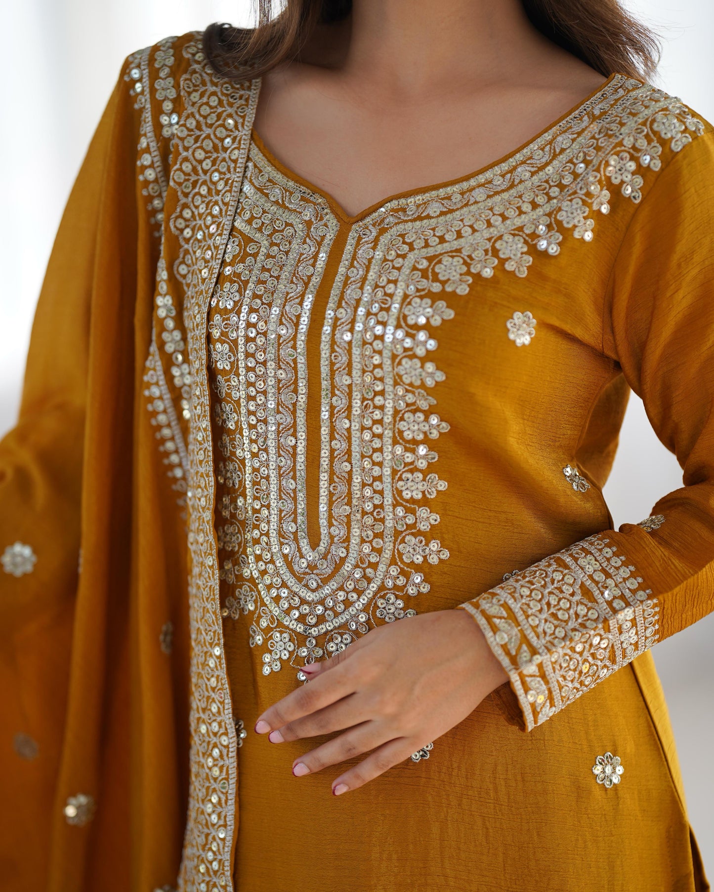 Golden Hour Chinnon Silk Sharara Set