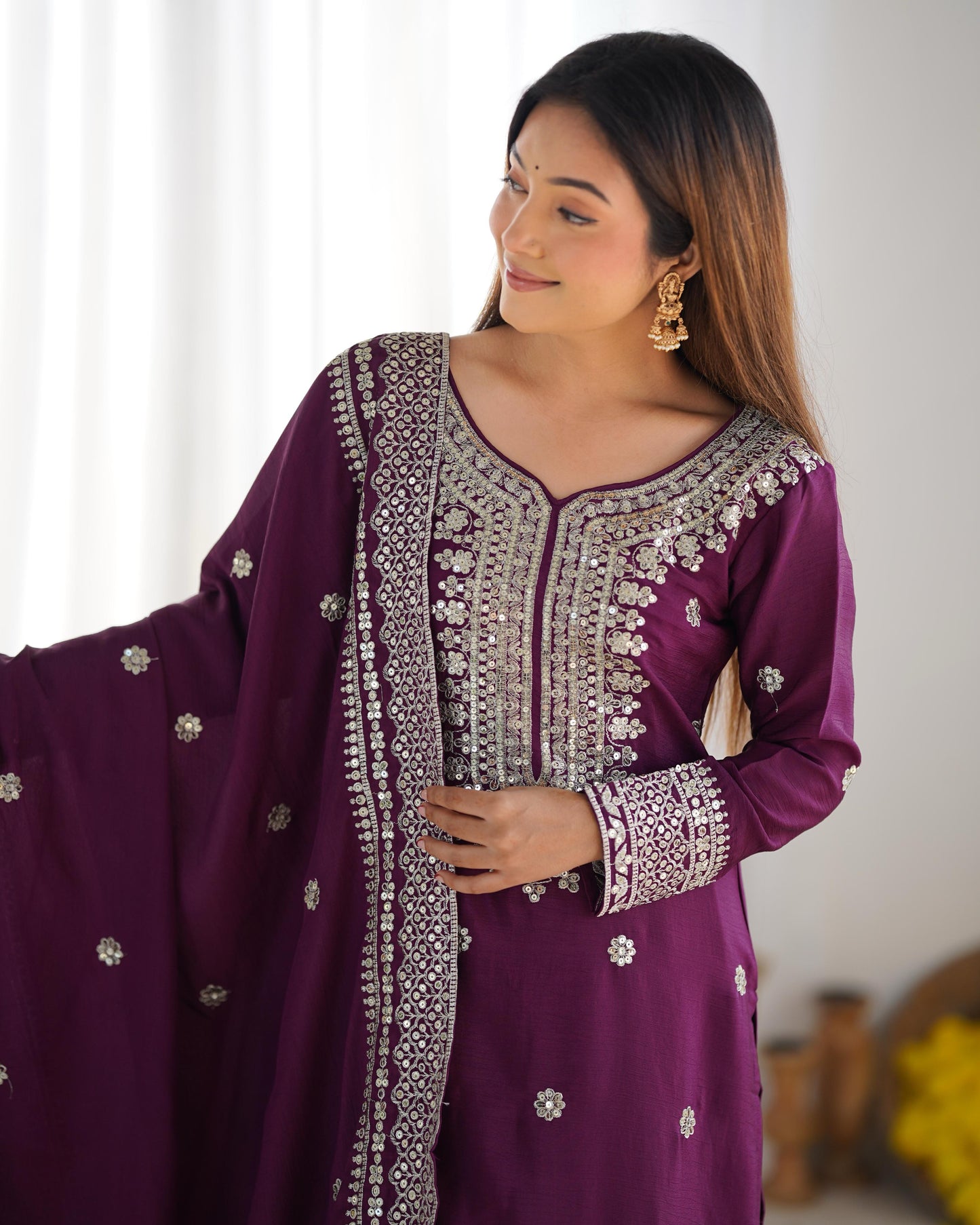 Golden Hour Chinnon Silk Sharara Set